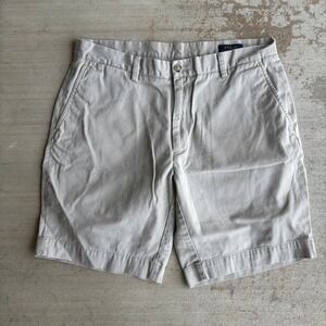 Polo Ralph Lauren Shorts Men 34 Classic Fit Chino Khaki Flat Front Beige Stretch